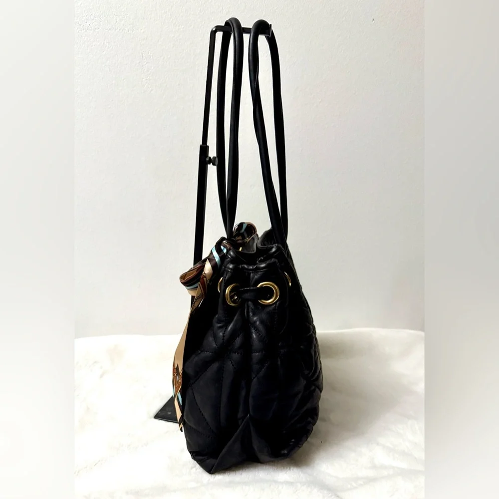 Furla Black Leather Quilted Shoulder Bag. EUC! - Picture 4 of 9